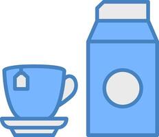 Leche línea lleno azul icono vector