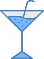 martini línea lleno azul icono vector