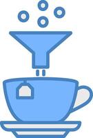 Coffee Filter Line Filled Blue Icon vector