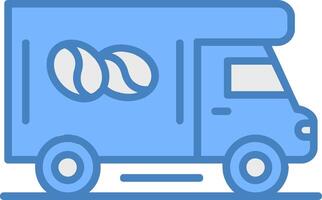 Coffee Truck Line Filled Blue Icon vector