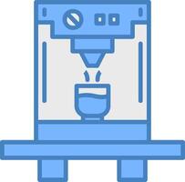 Coffee Machine Line Filled Blue Icon vector