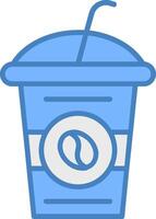 café taza línea lleno azul icono vector