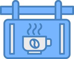 café señalización línea lleno azul icono vector