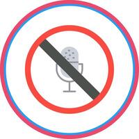 No Microphone Flat Circle Icon vector