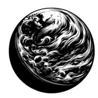 Black and White Illustration of the planet Earth vector