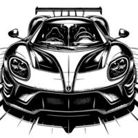 black and white illustration of a Hypercar Sports Car vector