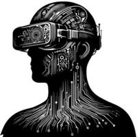 Black and White Illustration of VR Glasses Headset vector