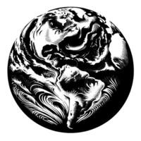 Black and White Illustration of the planet Earth vector