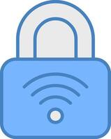 Padlock Line Filled Blue Icon vector