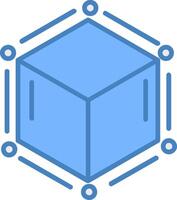 blockchain línea lleno azul icono vector