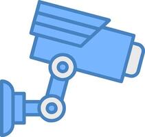 Cctv Line Filled Blue Icon vector