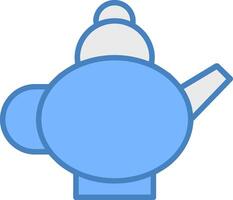 Tea Pot Line Filled Blue Icon vector