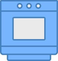 Oven Line Filled Blue Icon vector