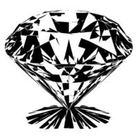 Black and white silhouette of a perfectly cut sparkling solitaire diamond gemstone vector