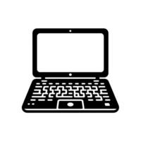 Black and White Illustration of a laptop vector