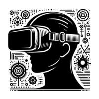 Black and White Illustration of VR Glasses Headset vector