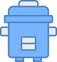 Pressure Cooker Line Filled Blue Icon vector