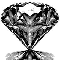 Black and white silhouette of a perfectly cut sparkling solitaire diamond gemstone vector