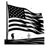 Black and White Illustration of the USA Flag vector