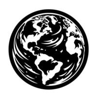 Black and White Illustration of the planet Earth vector