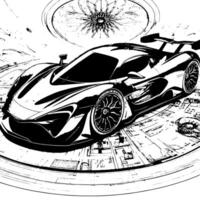 black and white illustration of a Hypercar Sports Car vector