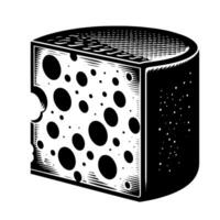 Black and White Illustration of a traditional Swiss Cheese vector