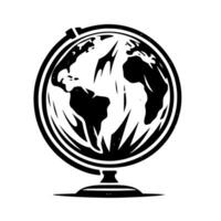 Black and White Illustration of the planet Earth vector