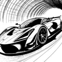 black and white illustration of a Hypercar Sports Car vector