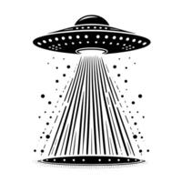 Black and White Illustration of an UFO Flying Saucer vector