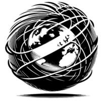 Black and White Illustration of the planet Earth vector