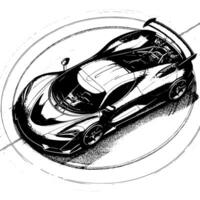 black and white illustration of a Hypercar Sports Car vector