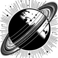 Black and White Illustration of the planet Earth vector