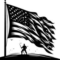 Black and White Illustration of the USA Flag vector