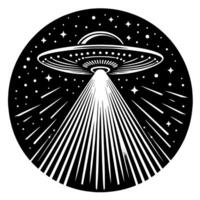 Black and White Illustration of an UFO Flying Saucer vector