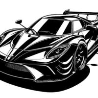 black and white illustration of a Hypercar Sports Car vector