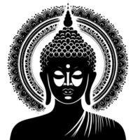 Black and White Illustration of a Buddha Statue Symbol vector