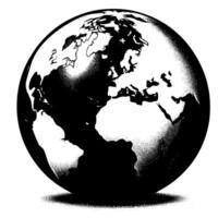 Black and White Illustration of the planet Earth vector