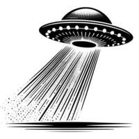 Black and White Illustration of an UFO Flying Saucer vector