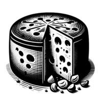 Black and White Illustration of a traditional Swiss Cheese vector