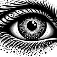 Black and White Illustration of the Human Eye Iris vector