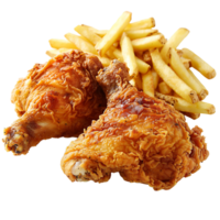 Fries with chicken wings on transparent Background png