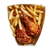 frites avec poulet ailes sur transparent Contexte png