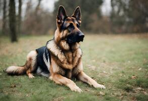 un ver de un alemán pastor perro foto
