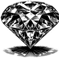 negro y blanco silueta de un perfectamente cortar espumoso solitario diamante piedra preciosa vector