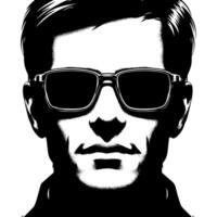 Black and White Illustration of modern black sunglasses vector