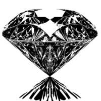 Black and white silhouette of a perfectly cut sparkling solitaire diamond gemstone vector