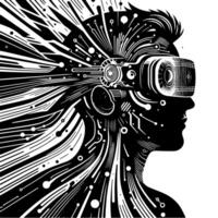 Black and White Illustration of VR Glasses Headset vector