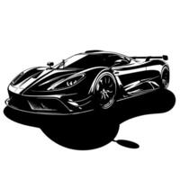 black and white illustration of a Hypercar Sports Car vector