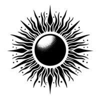 Black and White Illustration of the sun vector