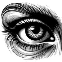 Black and White Illustration of the Human Eye Iris vector